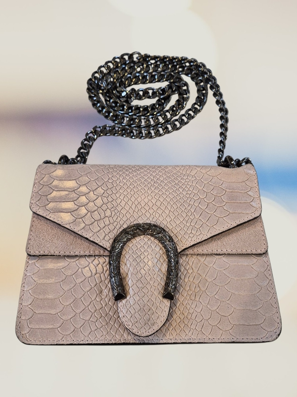 Vera Pelle Textured Blush Italian Leather And Suede Shoulder Bag